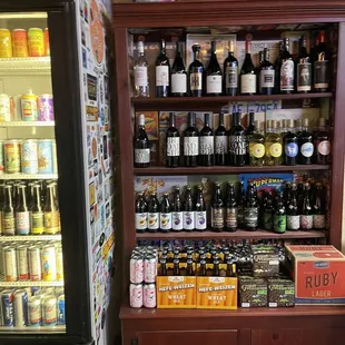 a display of beer bottles