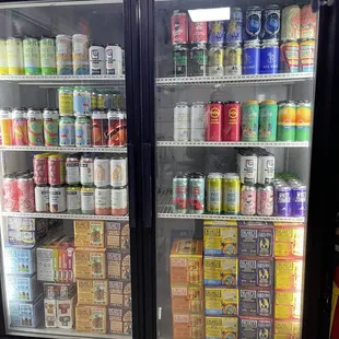 a refrigerator full of drinks