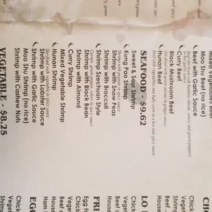 a menu for a restaurant