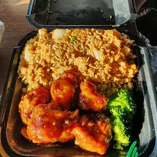 Chicken fried rice and general chicken