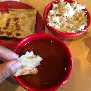Vegan soup, bread &amp; brown rice.