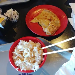 White rice and sesame bread (partially eaten...sorry!)