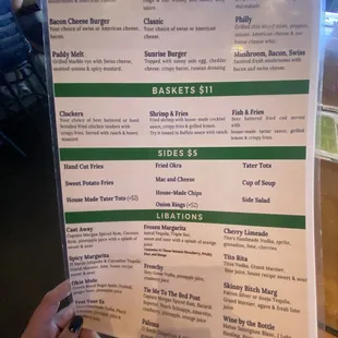 The menu
