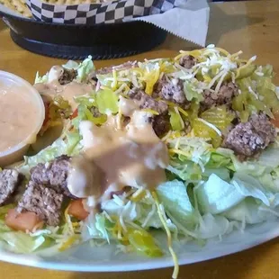 This is another special request salad... The BIG MIKE. It tastes just like the burger only without the bun.