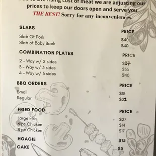 menu