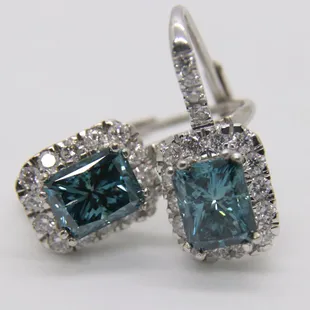 Large Blue Diamonds with small white diamonds.
