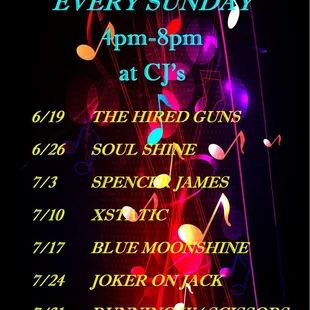 Live bands every Sunday 4pm-8pm. No cover charge.