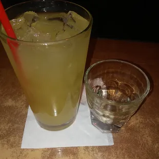 Gin and Pineapple Tall $7.50 and a empty shot of Fernet $4.00