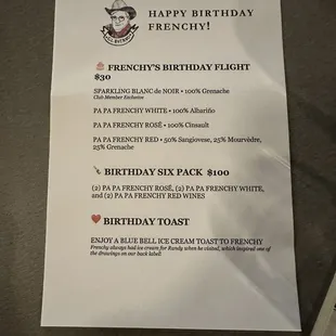 menu