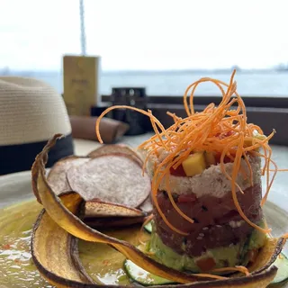 ahi, crab, & avocado stack