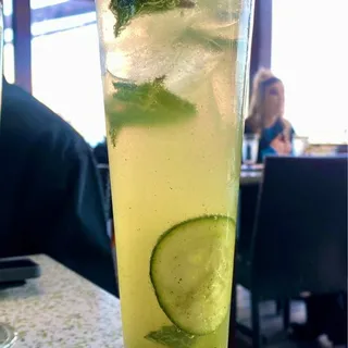 garden cooler lyre's white cane rum, cucumber simple syrup, mint, fresh lime, soda water