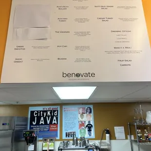 the menu of the restaurant