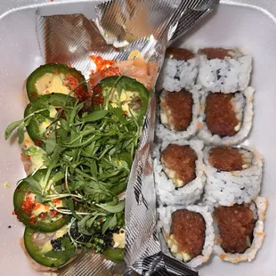 In&amp;Out Salmon Roll and Spicy Tuna Roll