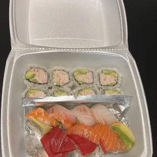 a container of sushi