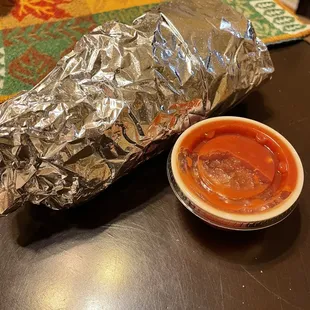 3-10-2022 meatless breakfast wrap with side of salsa