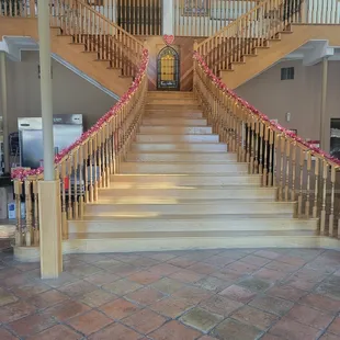 Beautiful sight when entering the building. Coffee to the left of staircase.