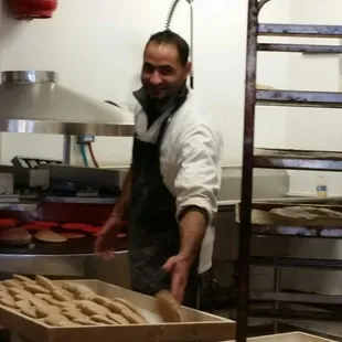 Freshly baked pita bread from the bakery
