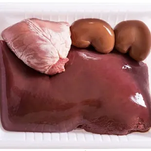 The fresh baby Lamb liver, kidney, heart (Not Lungs) package