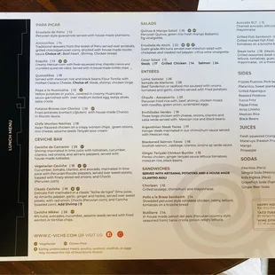 Lunch menu