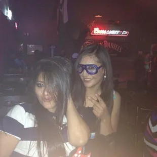 Great friends I met they are fun the one on the right wearing my light up glasses I wore