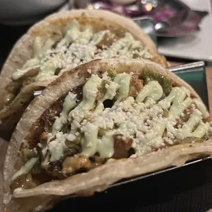 Tacos Choripapa Tacos - Chorizo, Potatoes, Green Chile Rajas, Queso Fresco