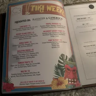 Tiki week menu