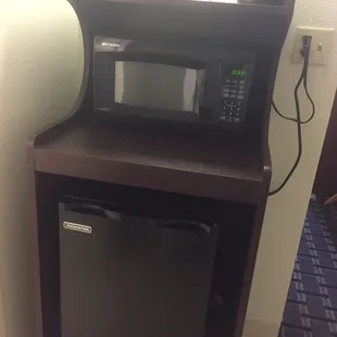 Mini fridge and microwave
