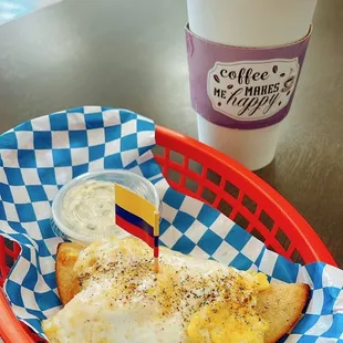 Beef empanada with an extra egg