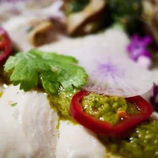 "Slow cooked fuji cold ginger chicken" - Close-up