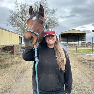Instructor Brittany with her horse spirit