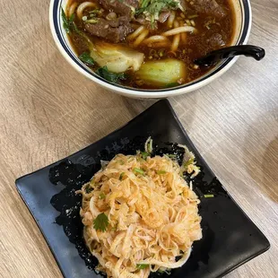 regular noodle Braised Beef Noodle Soup  Beef Tripe with Garlic Sauce