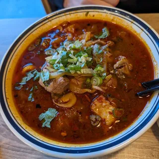 Sour Mustard Hot and Spicy Spareribs Noodle Soup