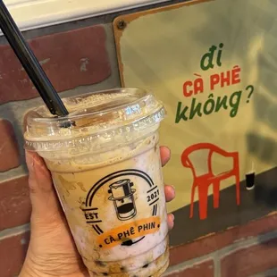 Taro coffee with boba