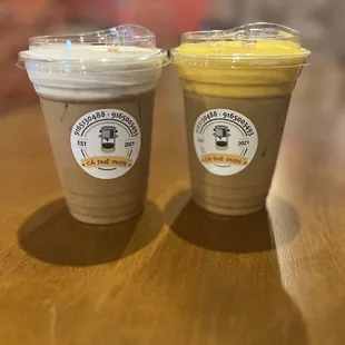 Sea salt coffee left egg coffee right