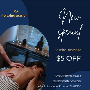 new year special: $5 off for 60mins massage