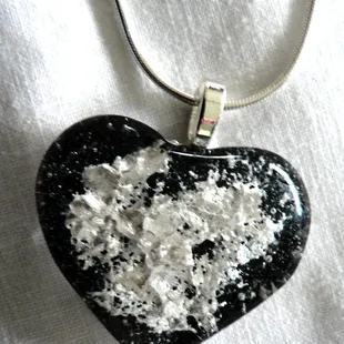&quot;Silver Fire&quot; Heartfelt Pendant. Available as art glass jewelry or a memorial.