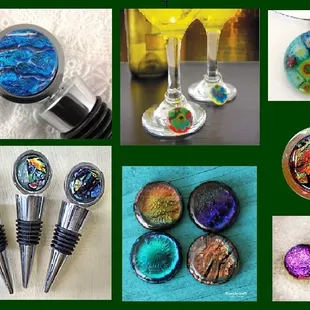 Samples for our &quot;Wine Time Bling &quot; class. We offer &quot;Date&quot; classes in kiln-worked glass, scheduled at your