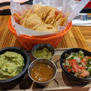 Chips, guacamole, and salsa.