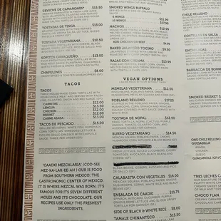 Menu Side 1