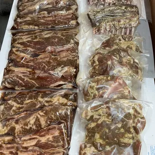 short ribs, rosemary lamb rack, lemongrass marinated pork shoulder.