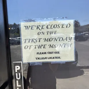 CLOSED EVERY FIRST MONDAY OF THE MONTH