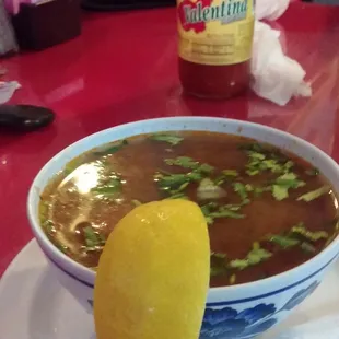 Soup comes with meal. Yum