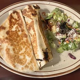 Cheese Quesadilla and chili verde burrito a la Carte