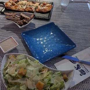 Chicken Caesar Salad &amp; Margherita Flatbread