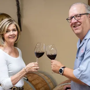 enjoying our wine