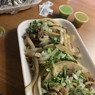 Lingua and Carnitas Tacos