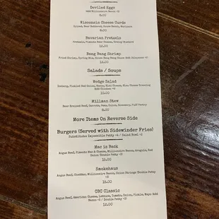 menu