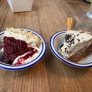 Rasberry cream pie and Kahlua Chocolate Kalhua Cream Pie