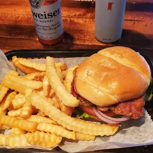 a burger and french fries