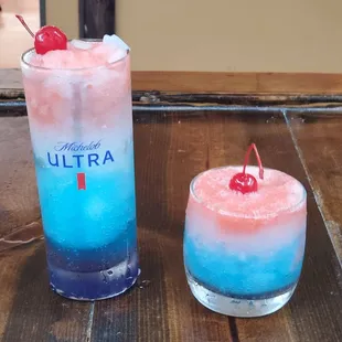 two drinks on a table